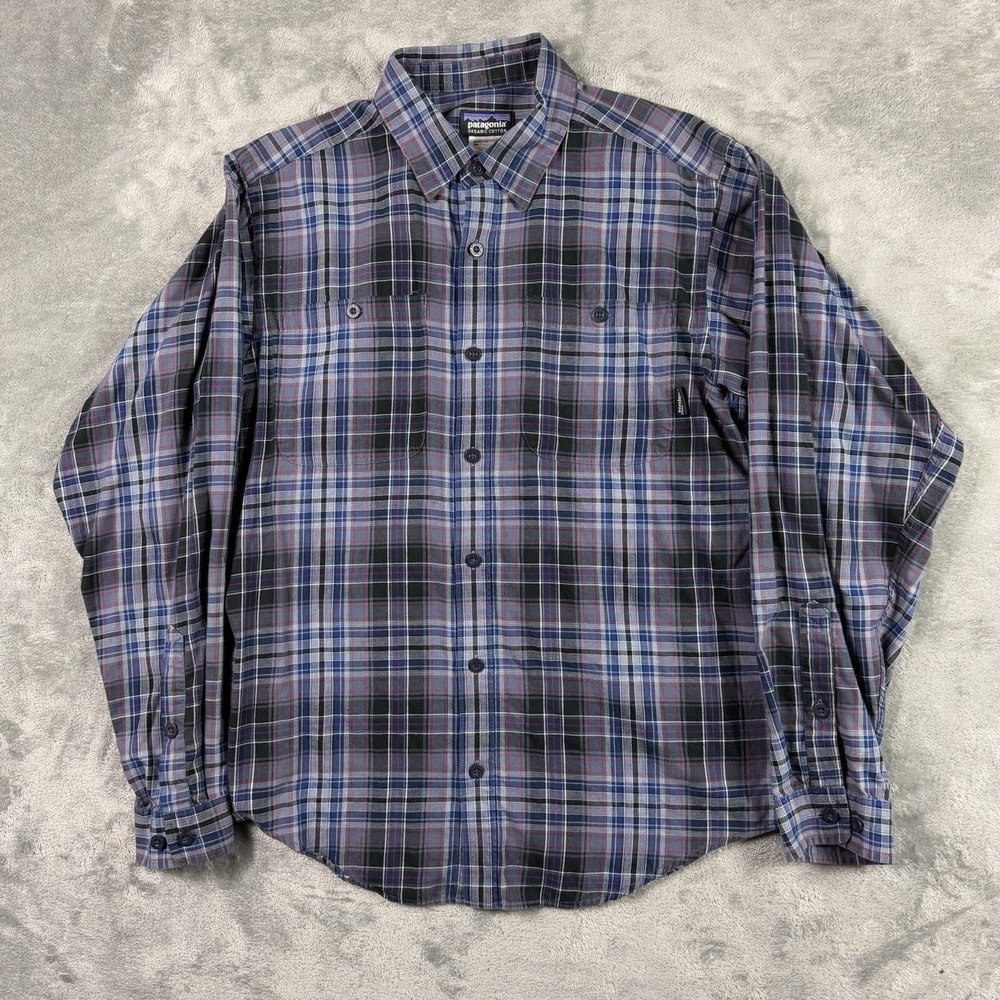Patagonia Shirt Men's Small Organic‎ Cotton Plaid Button Up Long Sleeve Light